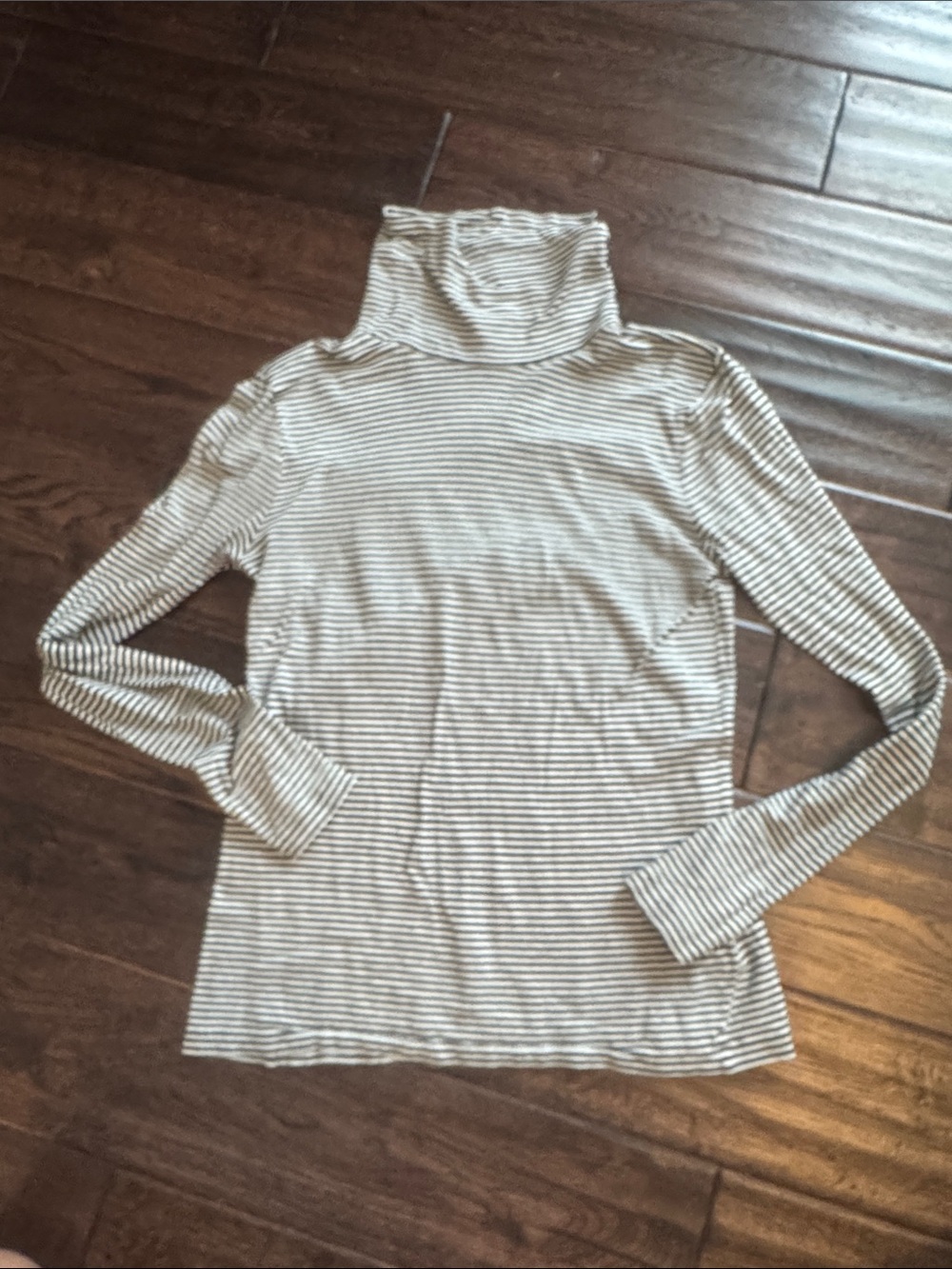 J. Crew Striped Turtleneck Long Sleeve Top - White & Gray